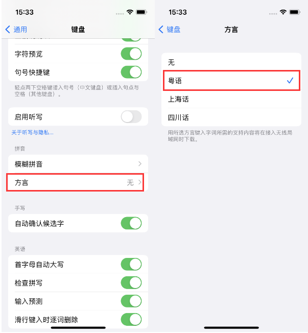 凭祥苹果14服务点分享iPhone 14plus设置键盘粤语方言的方法 